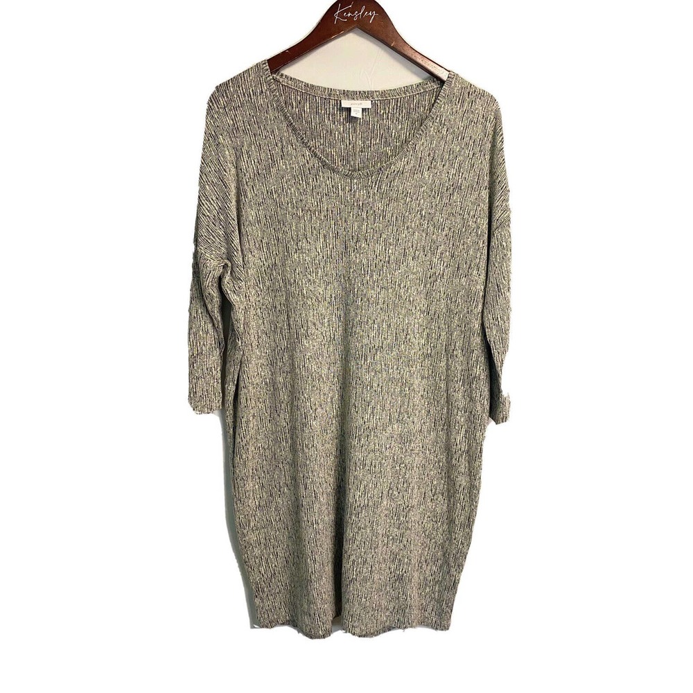J. Jill‎ Pure Jill Womens Tunic Shift Dress Linen Blend Stretch Grey Medium